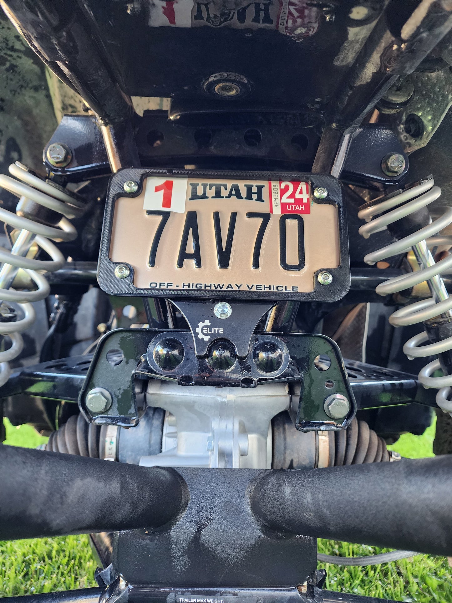 License Plate Mount Bracket for Polaris Sportsman/Scrambler 850/1000 (2010–2025) – Fits Standard 4x7 Plate – Anodized Aluminum