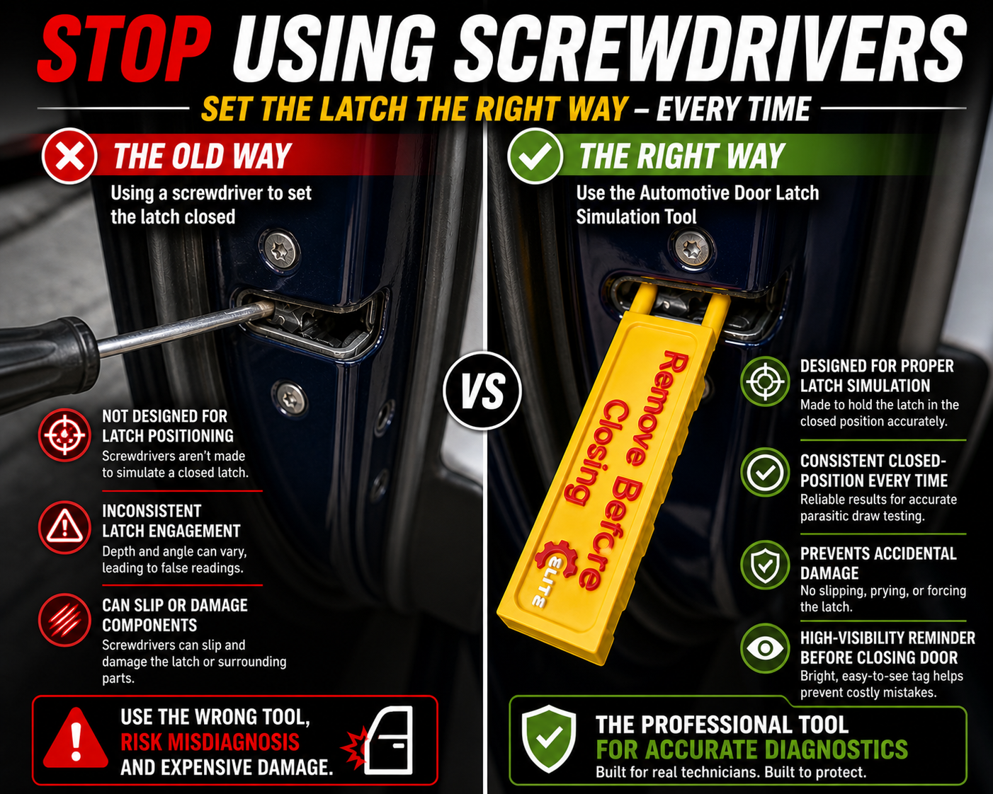 Automotive Door Latch Simulation Tool – Door Ajar Bypass / Door Closed Simulator for Parasitic Draw Testing & Diagnostics