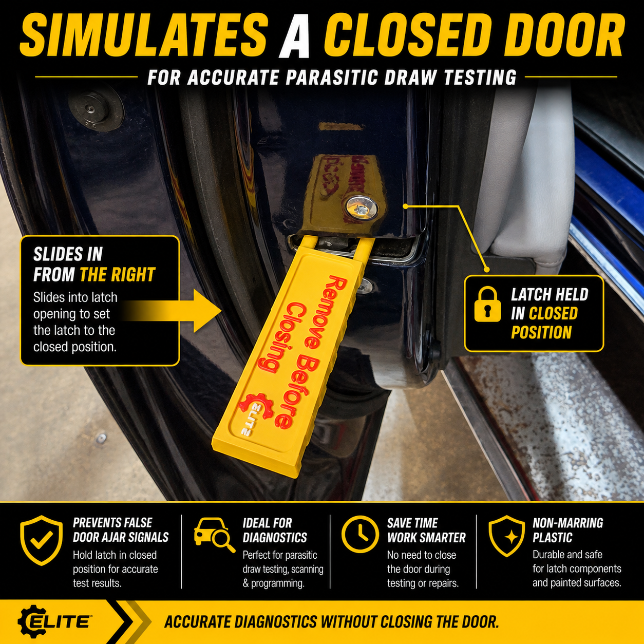 Automotive Door Latch Simulation Tool – Door Ajar Bypass / Door Closed Simulator for Parasitic Draw Testing & Diagnostics