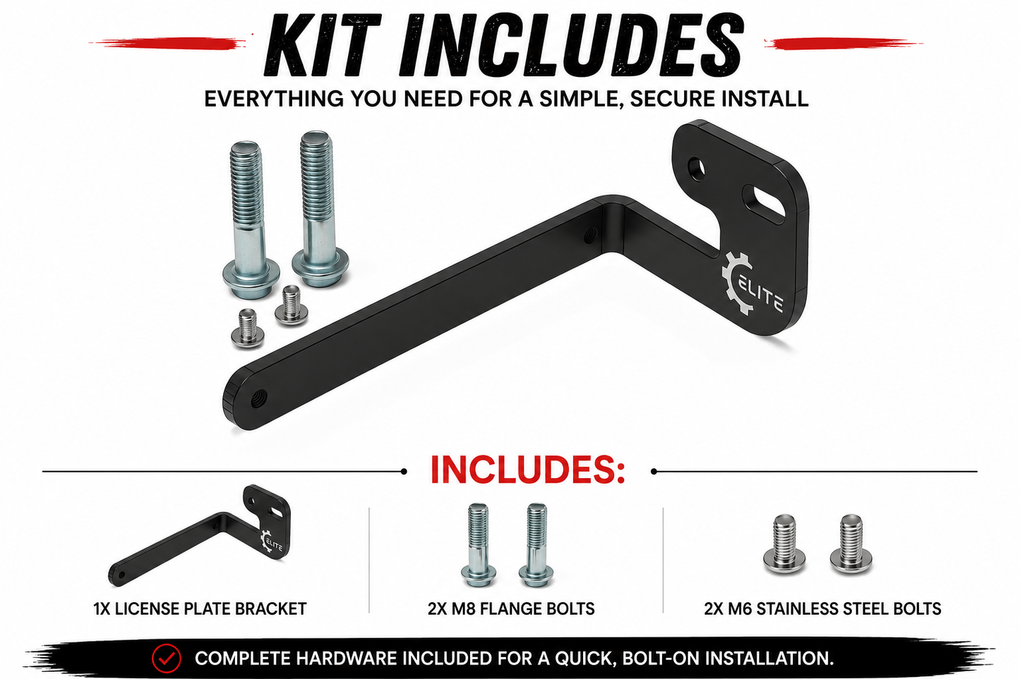 ATV License Plate Mount for Honda Foreman 500/520, Rancher 350/420 & Rubicon (2000+), Rear Frame 4x7 License Plate Bracket, Anodized Aluminum – Elite Engineering