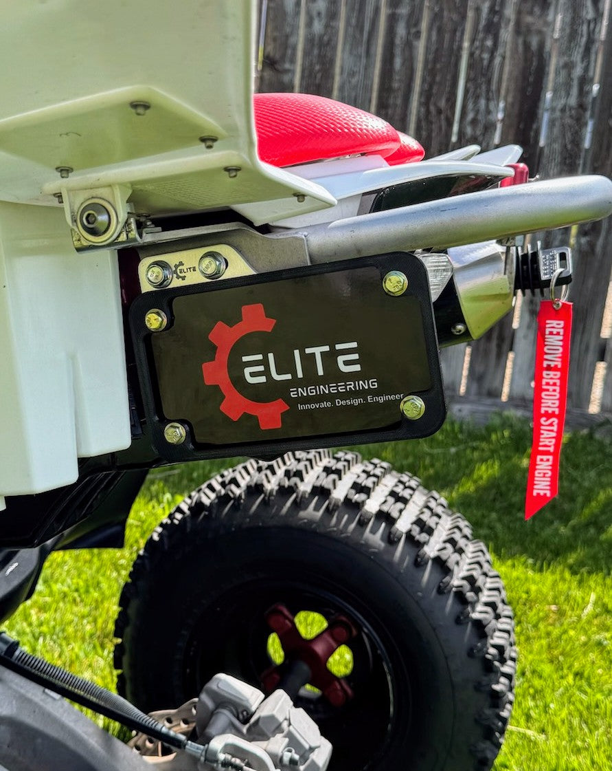 ATV License Plate Mount for Yamaha YFZ450 / YFZ450R (2004–2026) & Raptor 660 / 700 (2001–2026), Rear Frame 4x7 License Plate Bracket, Anodized Aluminum – Elite Engineering