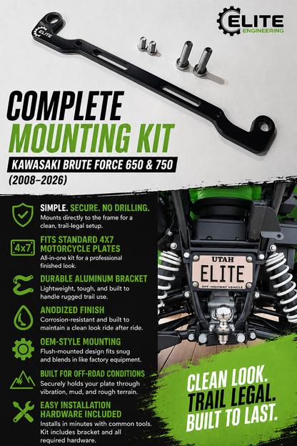 Kawasaki Brute Force License Plate Mount/Bracket (2008+)