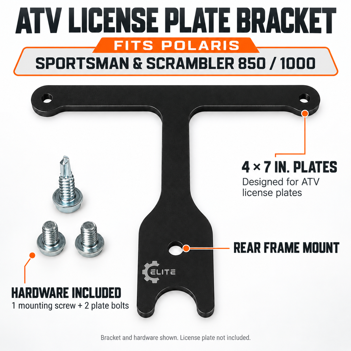 Polaris Sportsman & Scrambler 850/1000 License Plate Bracket – V2 Rear Frame Mount