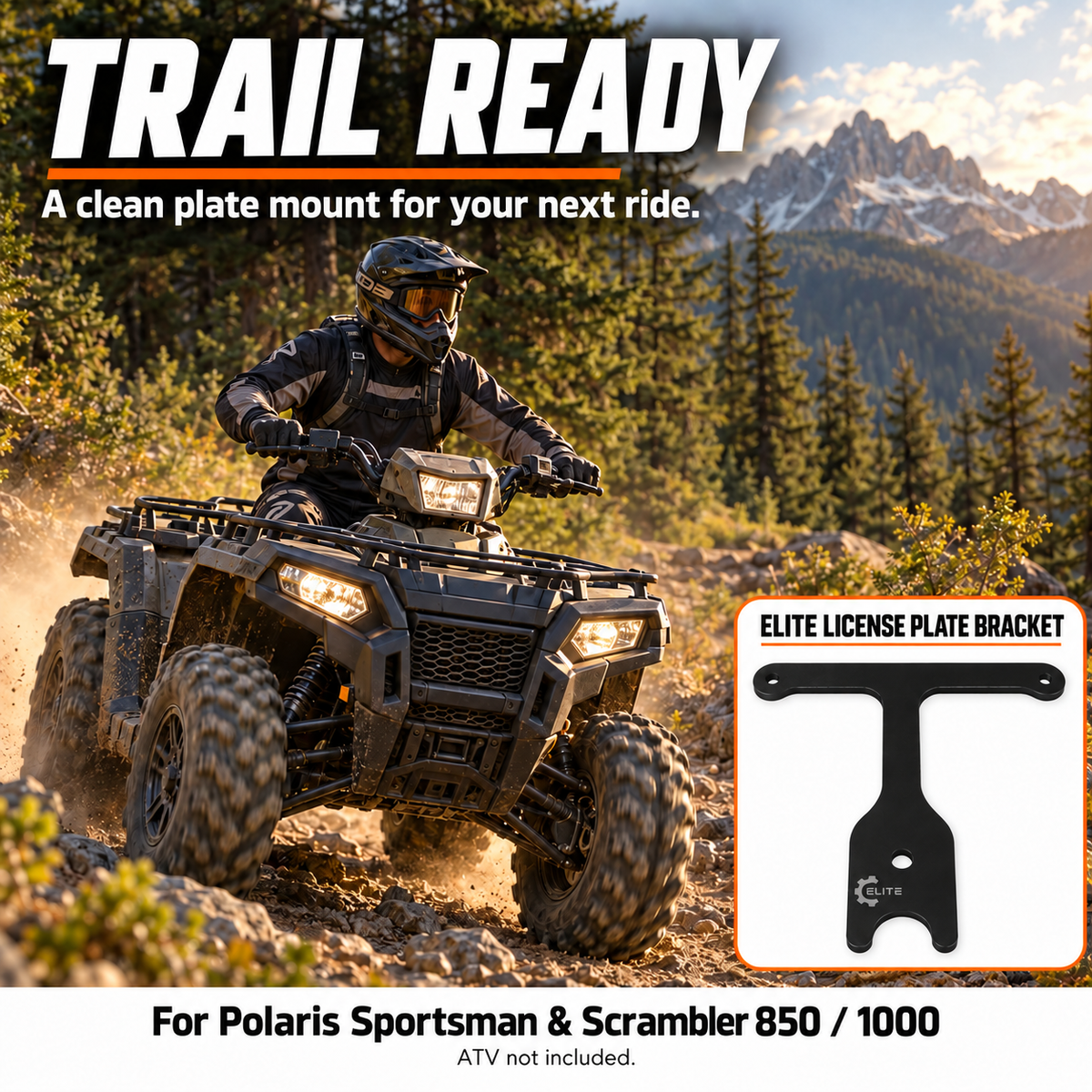 Polaris Sportsman & Scrambler 850/1000 License Plate Bracket – V2 Rear Frame Mount