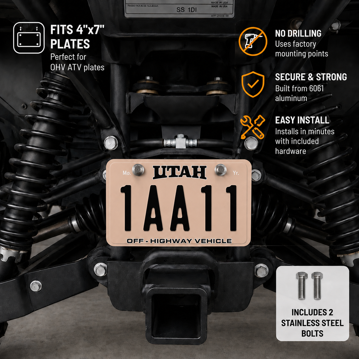 Yamaha Grizzly/Kodiak 700 License Plate Mount Bracket 2007+