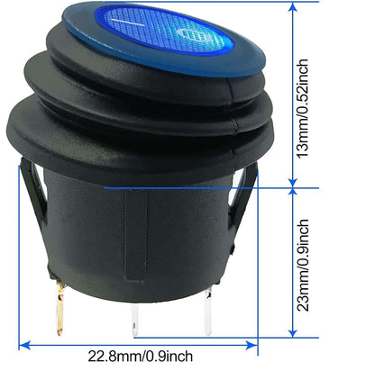 Blue Waterproof Switch SPST 12V 20A