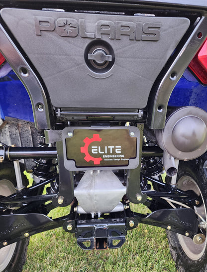 ATV License Plate Mount for Polaris Sportsman 400 / 450 / 500 / 570 / 700 / 800 – Rear Frame 4x7 Plate Bracket – Anodized Aluminum