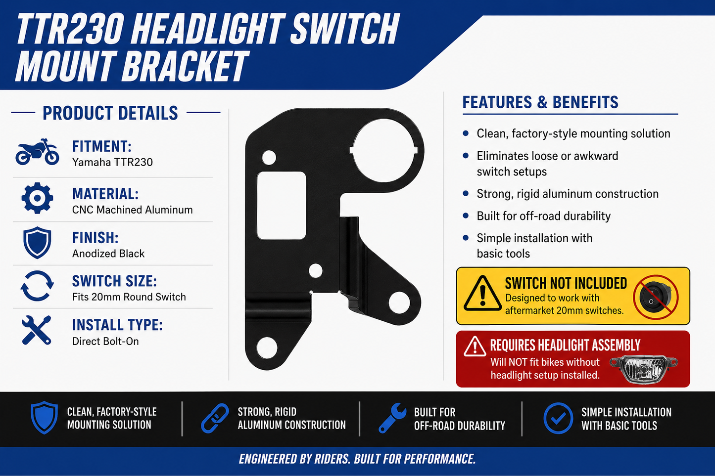 Yamaha TTR230 Headlight Switch Bracket (2005+)